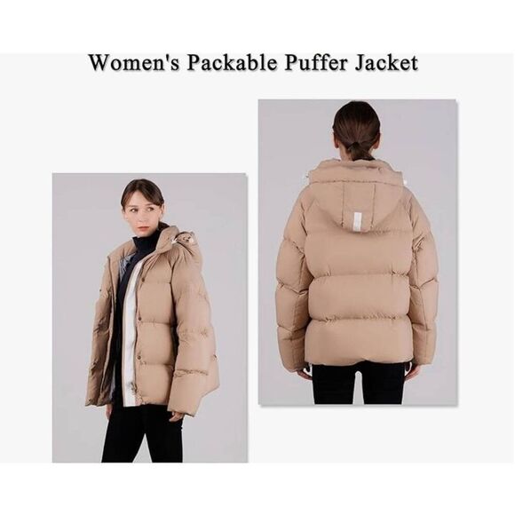 Idomosee Size XXL Women's Down Jacket - Winter Hooded Short Puffy Packable Jacke - Picture 2 of 12